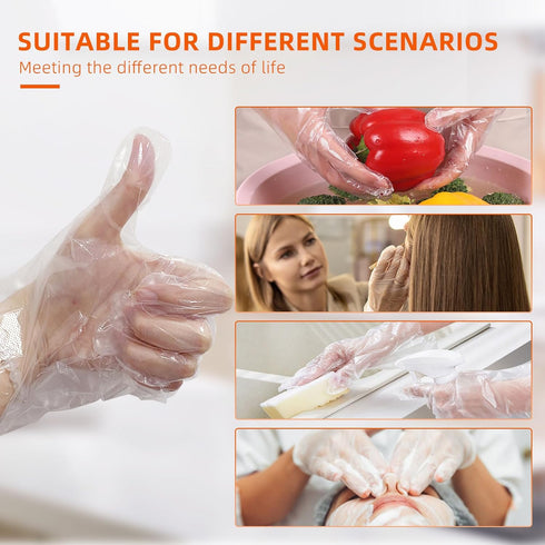 100 Pcs Disposable Plastic Gloves Food Handling Service Gloves Disposable for Cooking Kitchen Cleaning Food Prep Safe Restaurant Dye Universal Siz...