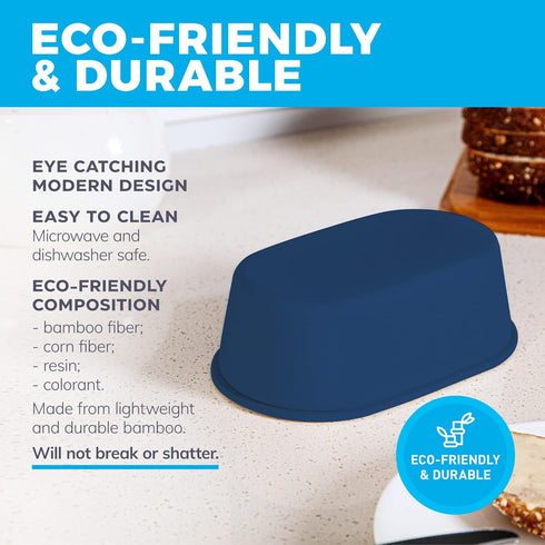 Midnight Blue Butter Dish with Lid For Countertop - Modern Bamboo Butter Crock - Dishwasher Safe Butter Keeper - Butter Holder Container Perfect F...