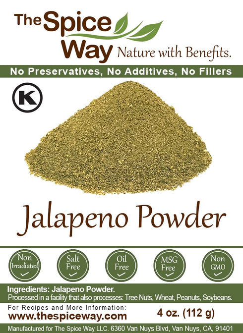 The Spice Way Jalapeno Powder - (4 oz) hot pepper powder from pure chile dried pods...