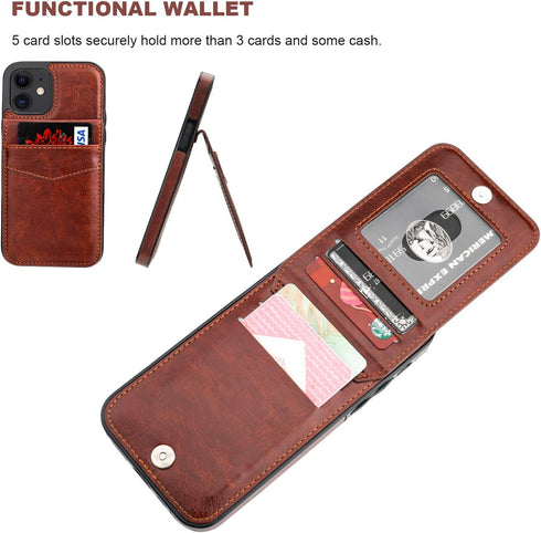 KIHUWEY Compatible with iPhone 12 Compatible with iPhone 12 Pro Case Wallet with Credit Card Holder, Premium Leather Magnetic Clasp Kickstand Heav...