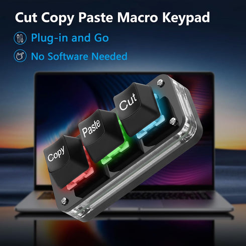 SinLoon Mini 3-Key Cut Copy Paste Keyboard Programmable Keypads with LED Light Mechanical Hot Swap Macro Keyboard for Working and Gaming...
