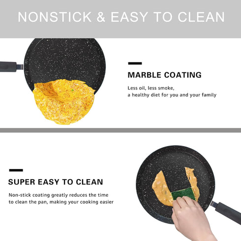 Crepe Pan, Dosa Pan, 8.7 inch Nonstick Crepe Pan, Dosa Tawa Tortilla Pan, Induction Compatible (black)...