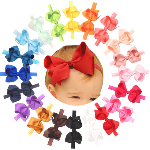 CÉLLOT Baby Girls Headbands Grosgrain Ribbon 4.5" Hair Bows Headband Big Bow Hair Bands for Toddler Pack of 20...