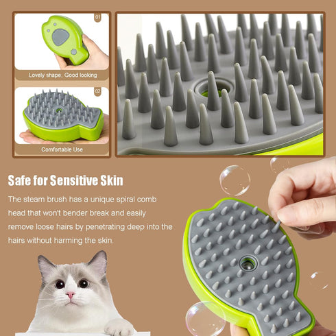 Cat Steam Brush,3 in 1 Steamy Cat Brush for Shedding,Steamy Cat Brush for Long & Short Haired Cats & Dogs, Pets Grooming Portable Pet Hair Removal...