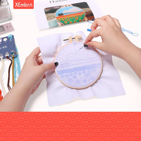 XEmbro 4 Sets Embroidery Kits for Beginners Adults, Embroidery Starter Kit with Pattern, Embroidery Cross Stitch Practice Kits with Embroidery Hoo...