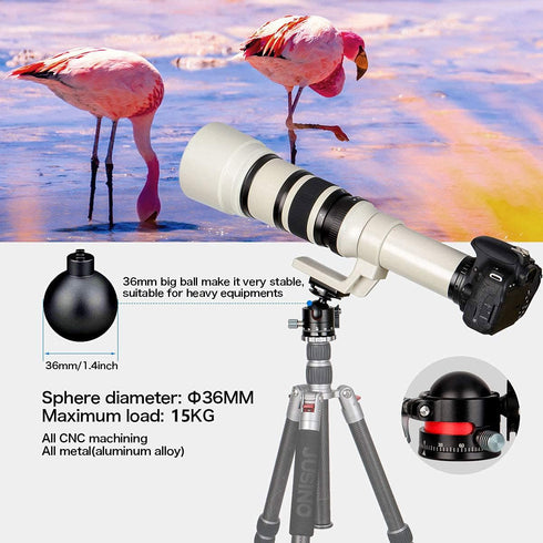Koolehaoda Tripod Head Low Profile Ball Head, ?36mm Metal Panorama Ball Head with 1/4" Screw Arca Swiss Quick Release Plate for DSLR Camera Tripod...