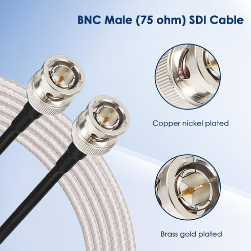 XRDS -RF SDI Cable 25ft, Flexible 3G/6G HD-SDI Cable, 75 Ohm RG179 Extension Cable with Heavy Duty BNC to BNC Male Connector for Surveillance Came...