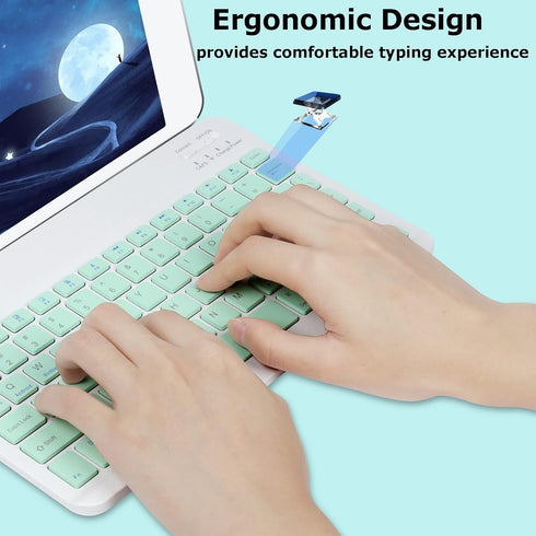 Bluetooth Wireless Keyboard and Mouse Combo,Ultra-Slim Ergonomic Small Rechargeable Bluetooth Keyboard Mouse Set for Apple iPad iPhone Samsung Tab...