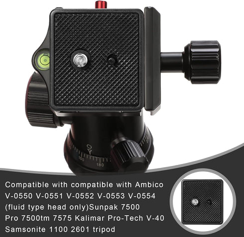 TOODOO 2 Pieces 41mm QR Release Plate Camera Tripod Ball Head Quick Release Plate Replacement Compatible with Ambico V0552 V0554, Sunpak 7500 Pro ...
