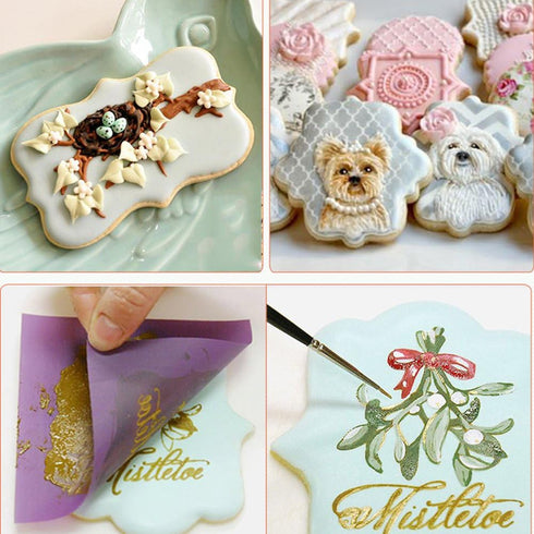 Plaque Frame Cookie Cutter 4Pcs/Set, Stainless Steel Pastry Biscuit Cookie Cutter Set Fondant Pancake Cutters Mold (Style 2)...