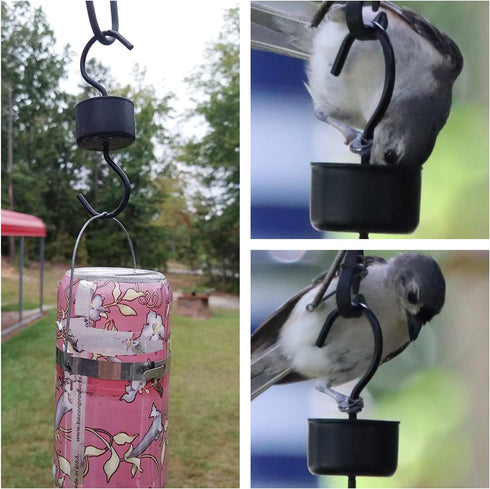 2 Pack Hummingbird Feeder Ant Guard, Metal Ant Moat for Hummingbird Feeders with 2 Hummingbird Feeder Brushes, Black...