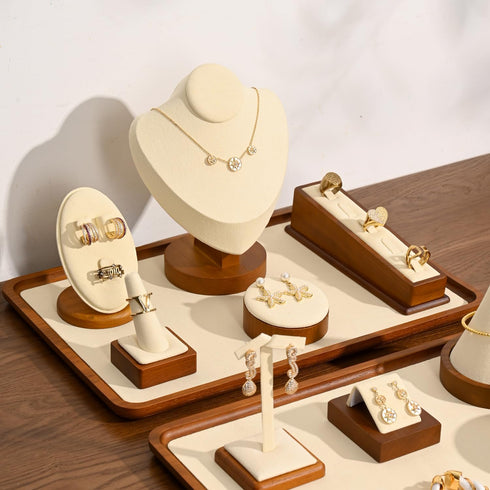 Oirlv Solid Wood Bangle Bracelet Watch Holder Exhibit/Trade shows/Retail stores Jewelry Display Stand (Creamy-white)...