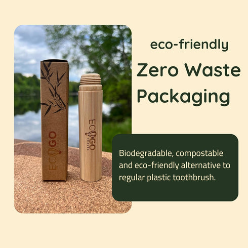 Bamboo Screwable Toothbrush Two-Piece Design | Soft, BPA-Free Bristles & Portable Case | Natural, Compact & Eco-Friendly | Ideal for Travel, Campi...