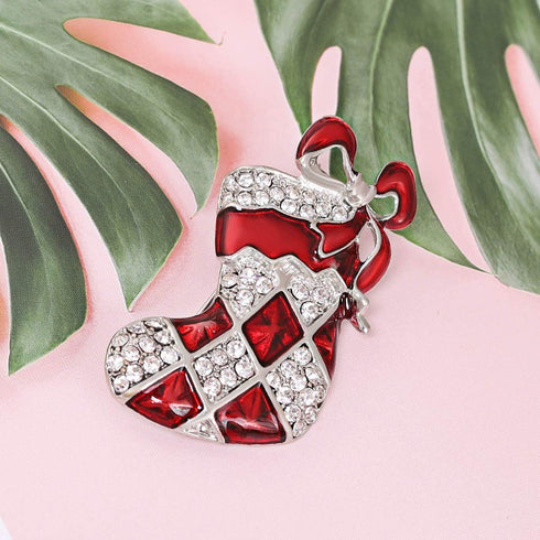 Christmas Brooch Pins Set X-Mas Crystal Tree Boot Brooches Holiday Gift Party Ornaments (B Boots)...