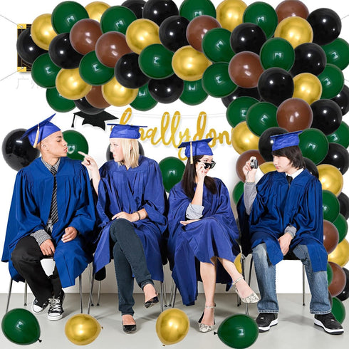 Dark Green Black Gold Balloons Arch Kit - Dark Green Black Balloons Gold Metallic Brown Balloons for Football Video Game Theme Birthday Graduation...