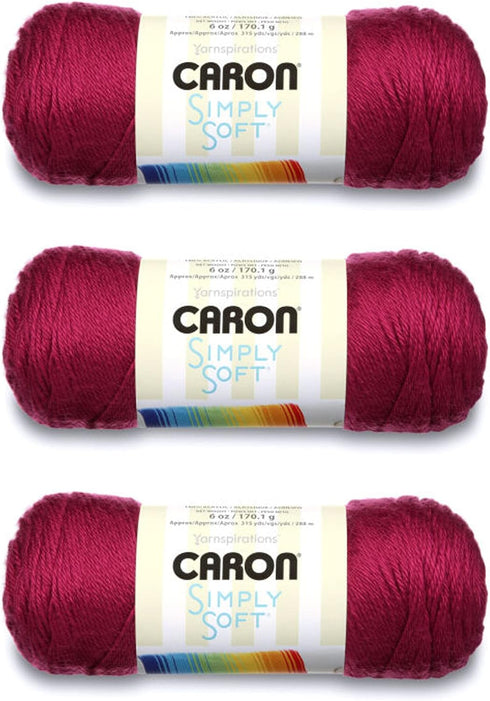 Caron Simply Soft Fuchsia Yarn - 3 Pack of 170g/6oz - Acrylic - 4 Medium (Worsted) - 315 Yards - Knitting, Crocheting & Crafts......
