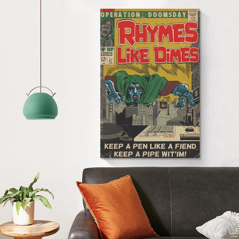 MF DOOM Rhymes Like Dimes Canvas Poster Bedroom Decoration Landscape Office Valentine's Birthday Gift Unframe-style-412x18inch(30x45cm)...