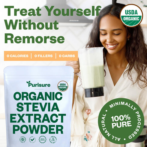 Purisure Stevia Concentrated Powder,125 g, Premium Zero Calorie Sweetener - Powdered Pure Stevia Extract, Natural Powder for Baking - No Aftertast...