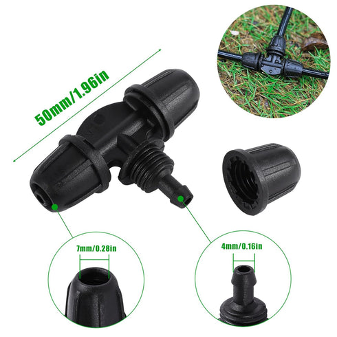 Drip Irrigation Emitters for 1/4" Drip Tubing,Adjustable 360 Degree Automatic Irrigation Drippers on 5.5" Arrow Stake,with1/4" Locked Tee for Wate...