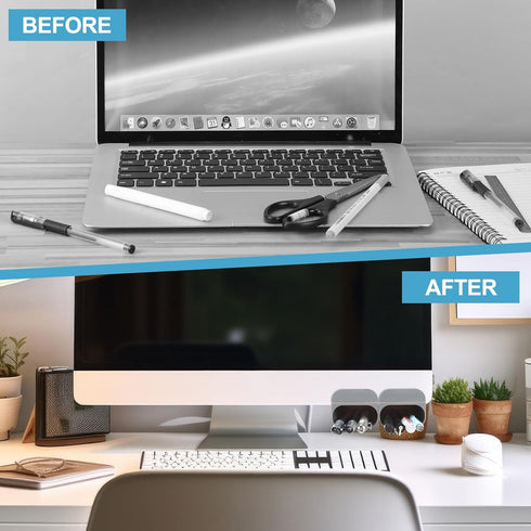 6 Pcs Screen Pen Pencil Holders Attachable Deskside Pen Holder Computer Monitor Desktop Pen Organizer with Self Adhesive Attacher for Office Suppl...