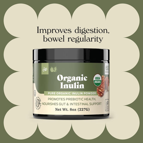 Pure Organic Inulin Powder Fiber Supplement - (Jerusalem Artichoke) Prebiotic Bulk Inulin Fiber Powder 8oz Digestion & Gut Health...
