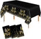 3 Pack We Will Miss You Black and Gold Plastic Tablecloths, Disposable Party Table Cloths, Dot Confetti Covers for Retirement Awaits Bye Office Wo...