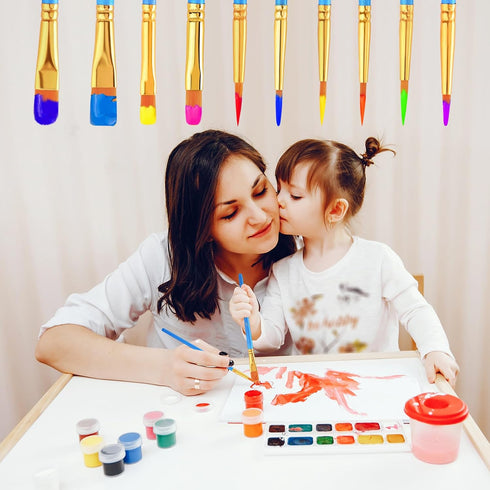 AROIC Acrylic Paint Brush Set, 12pack/120pcs Nylon Hair Paint Brushes, for Oil Painting Rock Body Painting, Artist Amateur Craft Paint Brushes Sup...