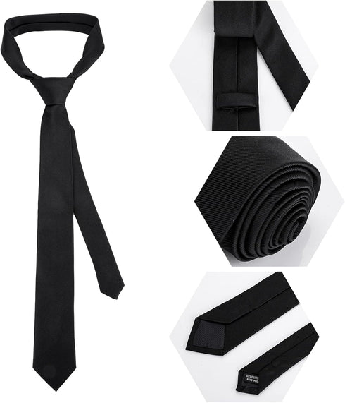 Yolev Black Tie Men's Ties Solid Uniform Pre-tied Adjustable Neck Strap Tie for Wedding Graduation School Uniforms...