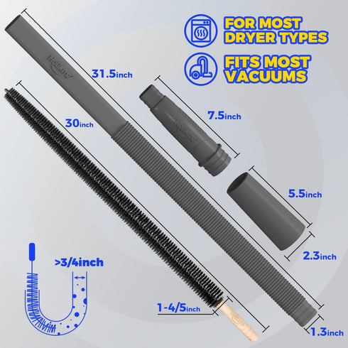 Holikme 2 Pack Dryer Vent Cleaner Kit, Dryer Vent Cleaning Brush, Lint Remover, Black...