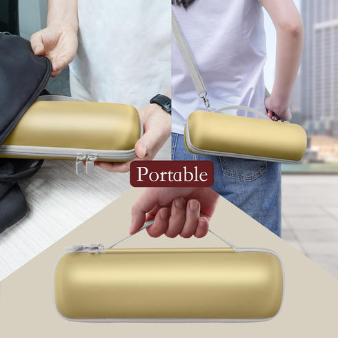 for Beats Pill Wireless Bluetooth Speaker Hard Protective Case with Shoulder Strap, Portable Travel Case Replacement (Champagne Gold Case) - co2CR...