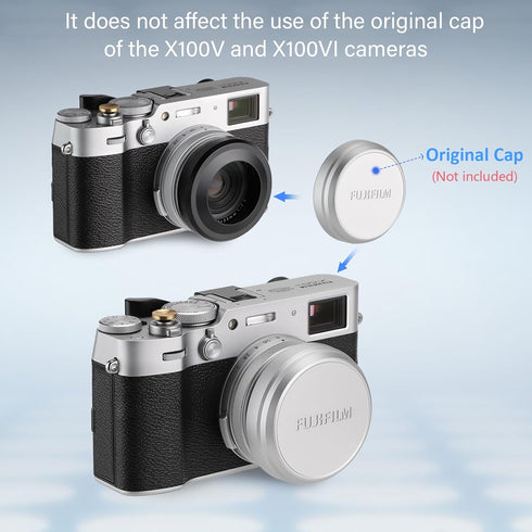 Haoge LH-X51B 2in1 All Metal Ultra-Thin Lens Hood with Adapter Ring Set for Fuji X100VI Fujifilm FinePix X100V Camera Accessories Black...