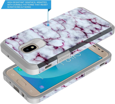Rosebono Compatible with Samsung Galaxy J7 Case, Hybrid Graphic Colorful Armor Case for SM-J737 (Purple Marble)...
