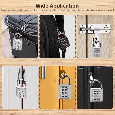 MroMax 2Pcs 10-Digit Combination Padlock Push Button Lock for Locker Gym, Case, Drawer, Toolbox Electric White...