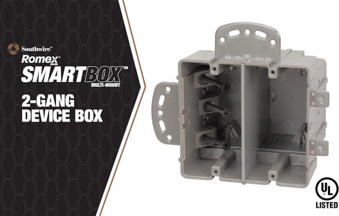 Southwire MSBMMT2G Two Device Adjustable Depth, Heavy Duty 42lb Screws Included 2-Gang Multi-Mount Electrical Box, Gray...