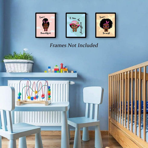 Black Girl Wall Art,Motivational Black Girl Wall Art,African American Girl Art Painting,Inspirational Black Girl Wall Art,Decor for Girls Bedroom,...