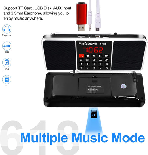 LEFON Multifunction Digital FM Radio Media Speaker MP3 Music Player Support TF Card USB Drive with LED Screen Display and Setting Timing Shutdown ...