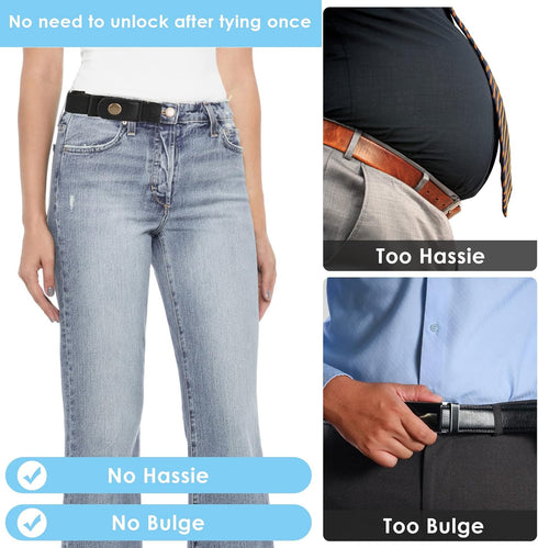 2pcs No Buckle Belt Women?Belt Elastic Comfortable Invisible Belt for Jeans...