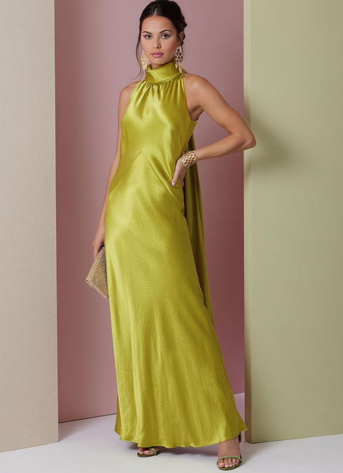 Vogue Misses' Close-Fitting Halter Style Dress Sewing Pattern Packet by Tom & Linda Platt, Design Code V2008, Sizes 4-6-8-10-12, Multicolor...