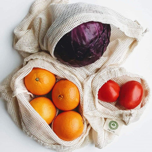 Reusable Organic Cotton Mesh Produce Bags - 100% Cotton, Durable, Double Stitched, Washable with Tare Weight & Drawstring - Mesh Bags for Grocery ...