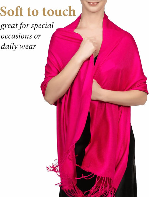Achillea Large Soft Silky Pashmina Shawl Wrap Scarf in Solid Colors...
