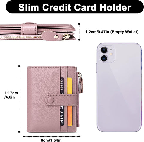 FALAN MULE Small Wallets for Women RFID Blocking Slim Bifold Leather Womens Wallet with Zipper Coin Purse...
