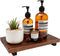 Renawe Farmhouse Bathroom Counter Tray Wood Display Pedesta Stand Kitchen Countertop Trays Decorative Wooden Riser Dish Soap Dispenser Holder for ...