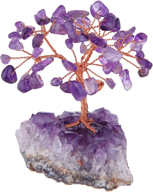 mookaitedecor Amethyst Crystal Tree with Amethyst Cluster Crystals Base Bonsai Money Tree for Wealth and Luck...