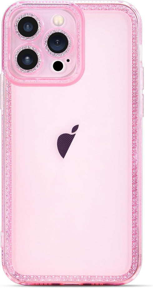 for iPhone 11 Pro Max Case Cute Clear Bling Crystal Diamond Phone Case, with Sparkle Camera Len Protector Soft TPU Cover Case for Women Girls, Pin...