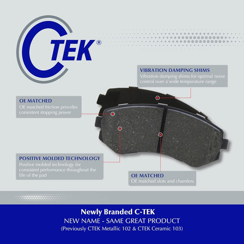 Centric 103.11610 C-Tek Disc Brake Pad Set For Select Mazda, Ford, Lincoln and Mercury Model Years...