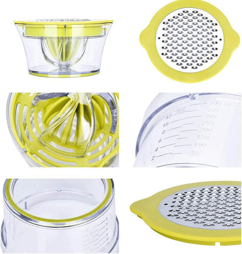 Citrus Lemon Orange Juicer Manual Hand Squeezer with Built-in Measuring Cup and Grater, 12OZ, Green...