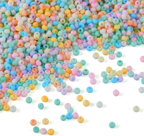 6500Pcs 2mm Frosted Pastel Glass Seed Beads 12/0 Rondelle Crystal Pony Beads Bulk for Crafts DIY Friendship Bracelets Earring Beading Jewelry Maki...