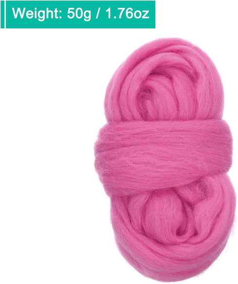uxcell Needle Felting Wool, 1.76oz Natural Fibre Wool Roving Yarn Wool Felting Supplies for Needle Felting Yarn DIY Handcrafts, Bright Purple...