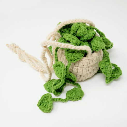 yueton 1Pack Cute Plant Basket Car Mirror Pendant Handmade Rearview Mirror Hanging Accessories Green Plants Car Interior for Women Men...