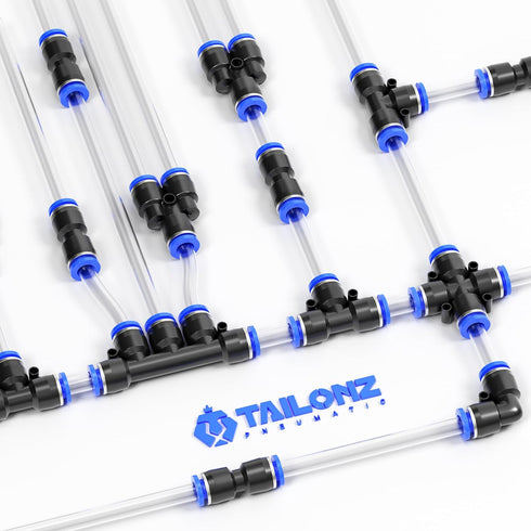 TAILONZ PNEUMATIC 60 pcs Straight Push Connectors Plastic Quick Release Connectors Air Line Fittings for 1/8 5/32 1/4 5/16 3/8 1/2Tube (2 Way)...